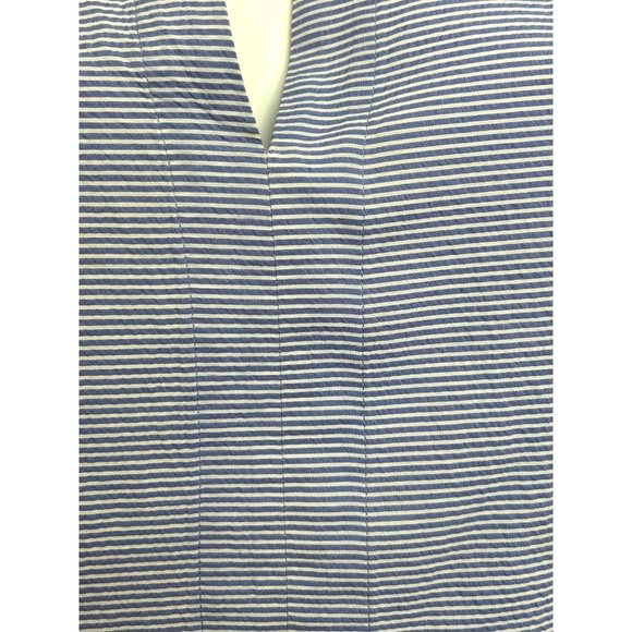Ann Taylor Women’s Blouse Blue S Long Bell Sleeves Horizontal Mini Stripe Cotton - Picture 11 of 11